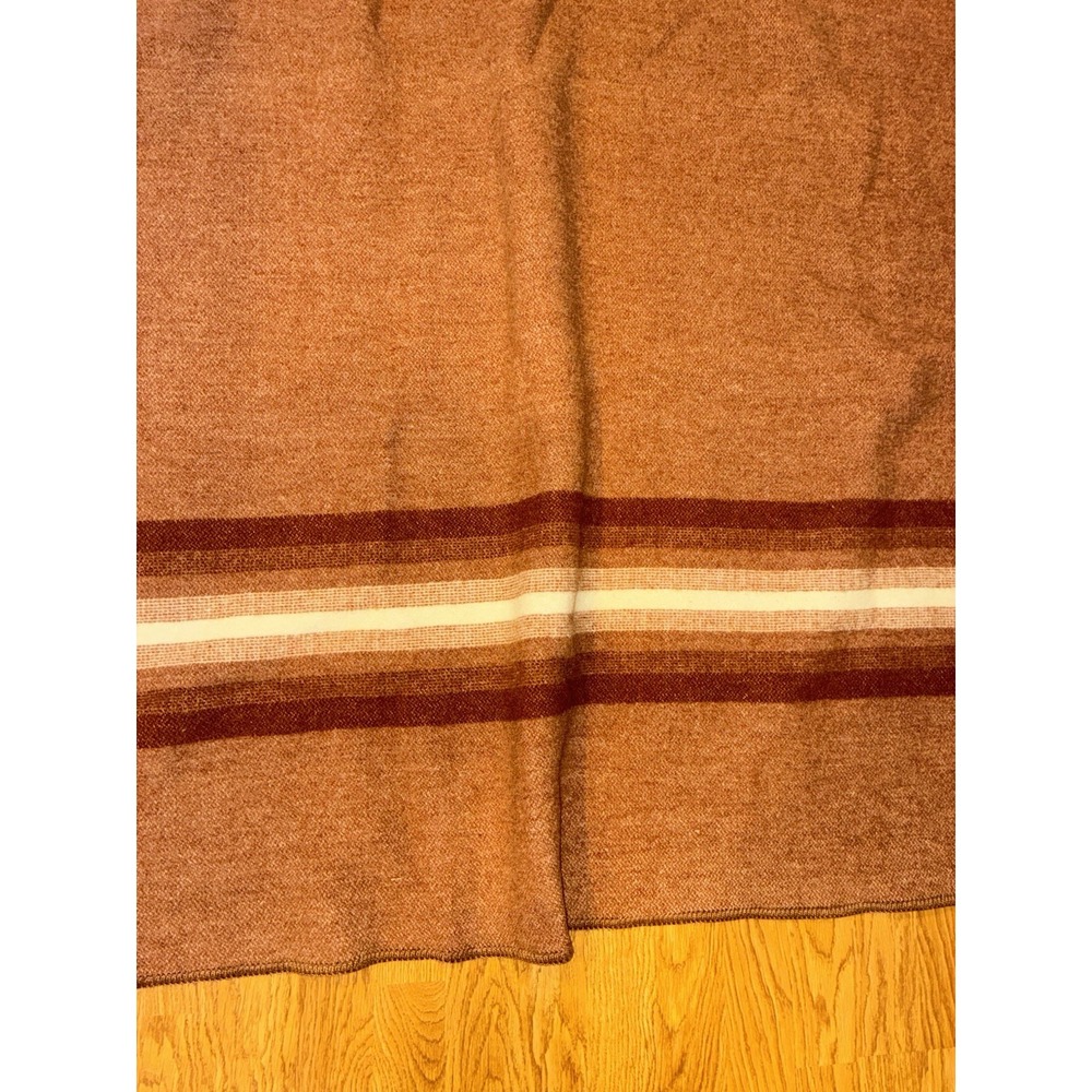 Striped, Wool, Jack Frost Utah Blankets, Vintage, 60 X 78 Rust, Orange Tones